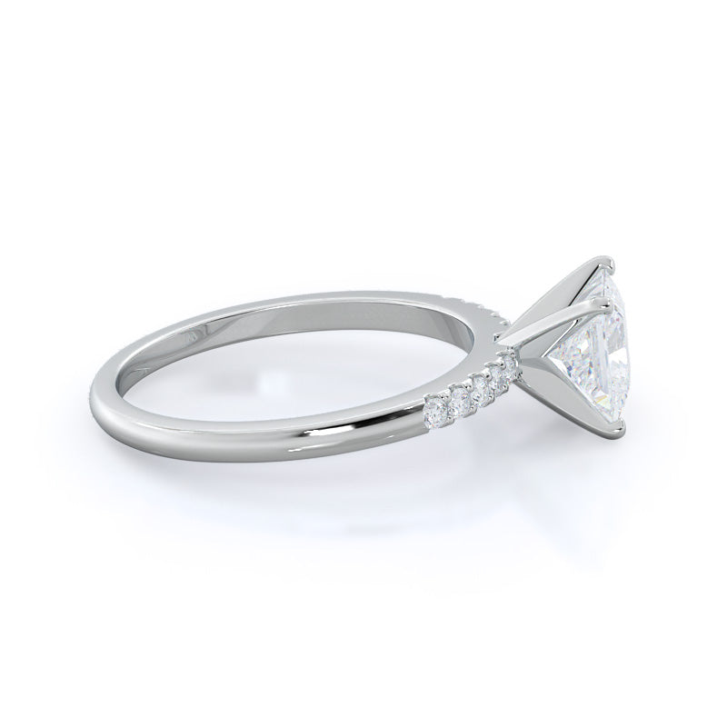Princess Cut Traditional Pave Diamond Engagement Ring with Lab Grown Diamond in 14KT Platinum view 3
