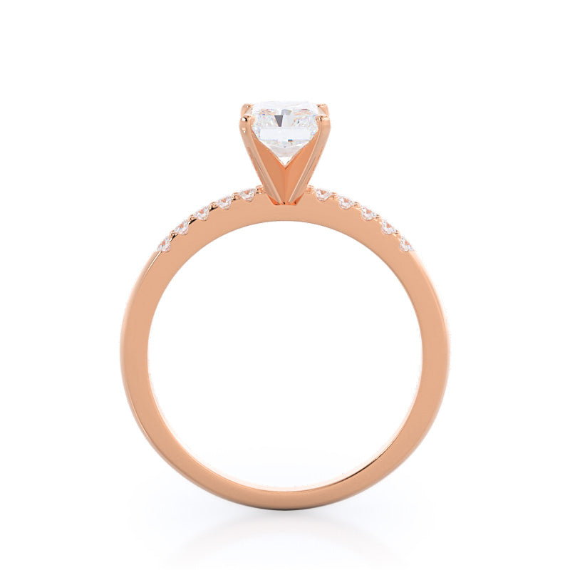 Radiant Cut Traditional Pave Diamond Engagement Ring with Lab Grown Diamond in 14KT Rose Gold view 2

