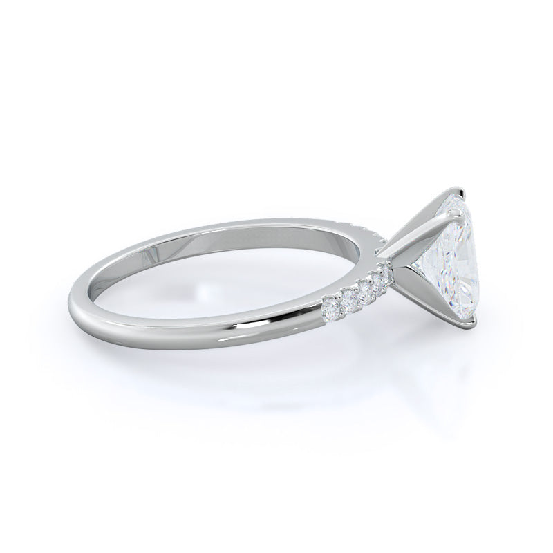 Radiant Cut Traditional Pave Diamond Engagement Ring with Lab Grown Diamond in 14KT Platinum view 3
