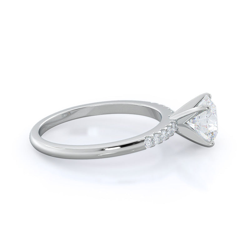 Round Cut Traditional Pave Diamond Engagement Ring with Lab Grown Diamond in 14KT Platinum view 3
