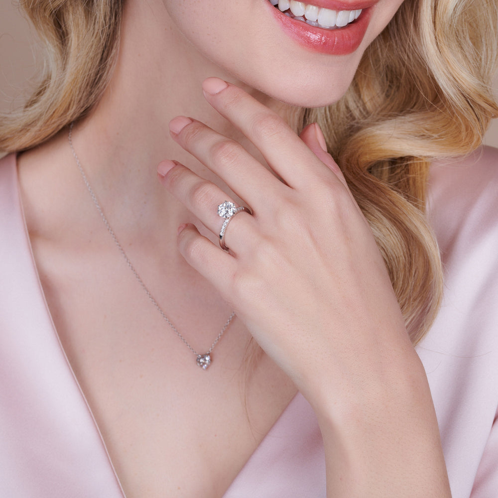 Traditional 2 1/8 CTTW Round Cut Lab Grown Diamond
