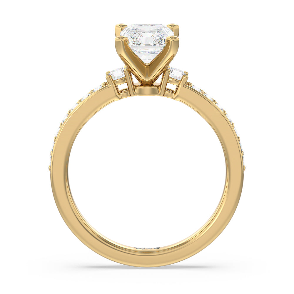 Radiant Cut Duet Diamond Engagement Ring with Lab Grown Diamond in 14KT Yellow Gold view 2
