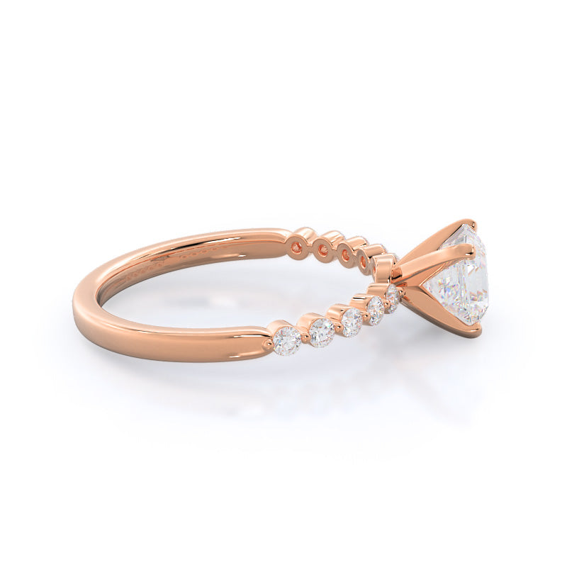 Under Bezeled Accent Diamond Engagement Ring with Asscher Cut Diamond in 14KT Rose Gold view 3
