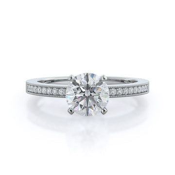 Pave And Milgrain Diamond Engagement Ring