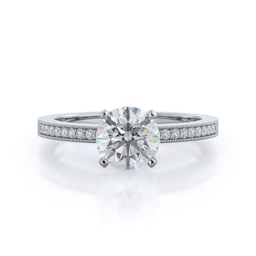 pave and milgrain diamond engagement ring