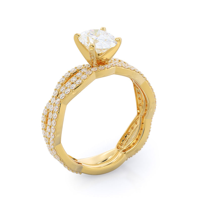 Asscher Cut Infinity Winding Diamond Engagement Ring with Lab Grown Diamond in 14KT Yellow Gold view 4
