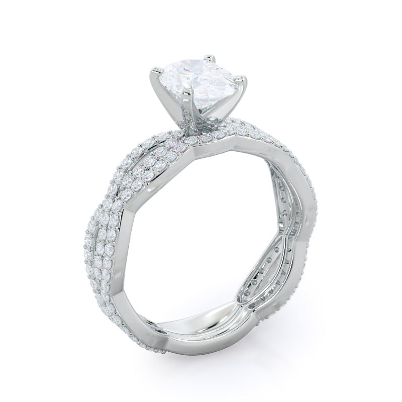 Round Cut Infinity Winding Diamond Engagement Ring with Lab Grown Diamond in 14KT Platinum view 4
