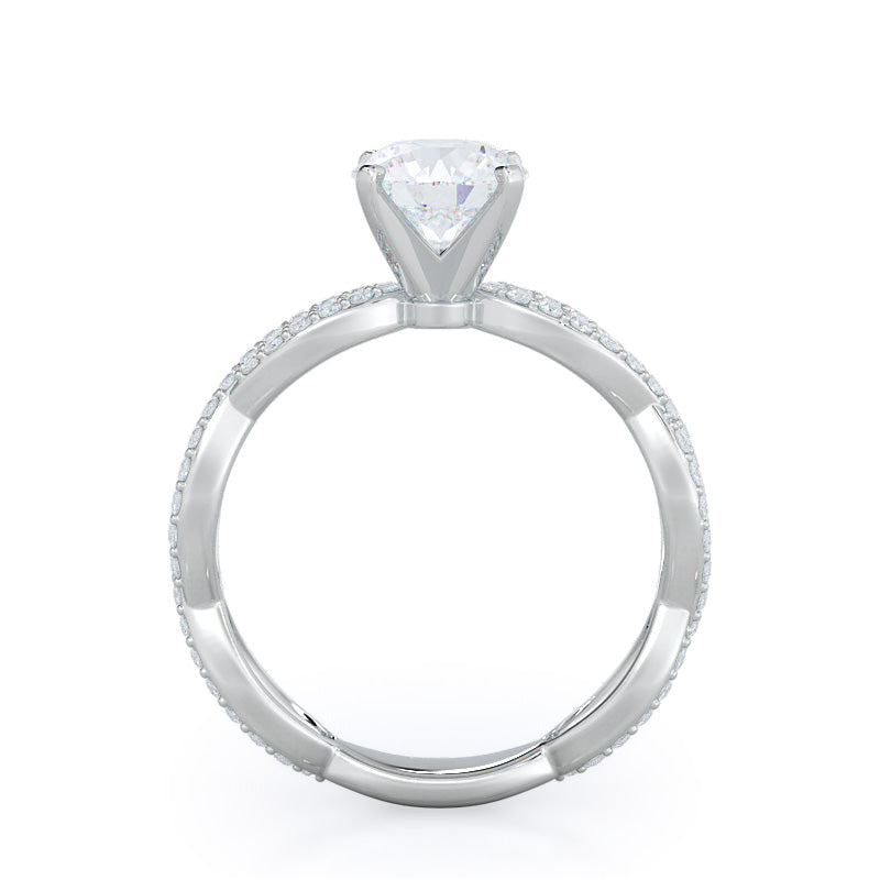 Round Cut Infinity Winding Diamond Engagement Ring with Lab Grown Diamond in 14KT Platinum view 2
