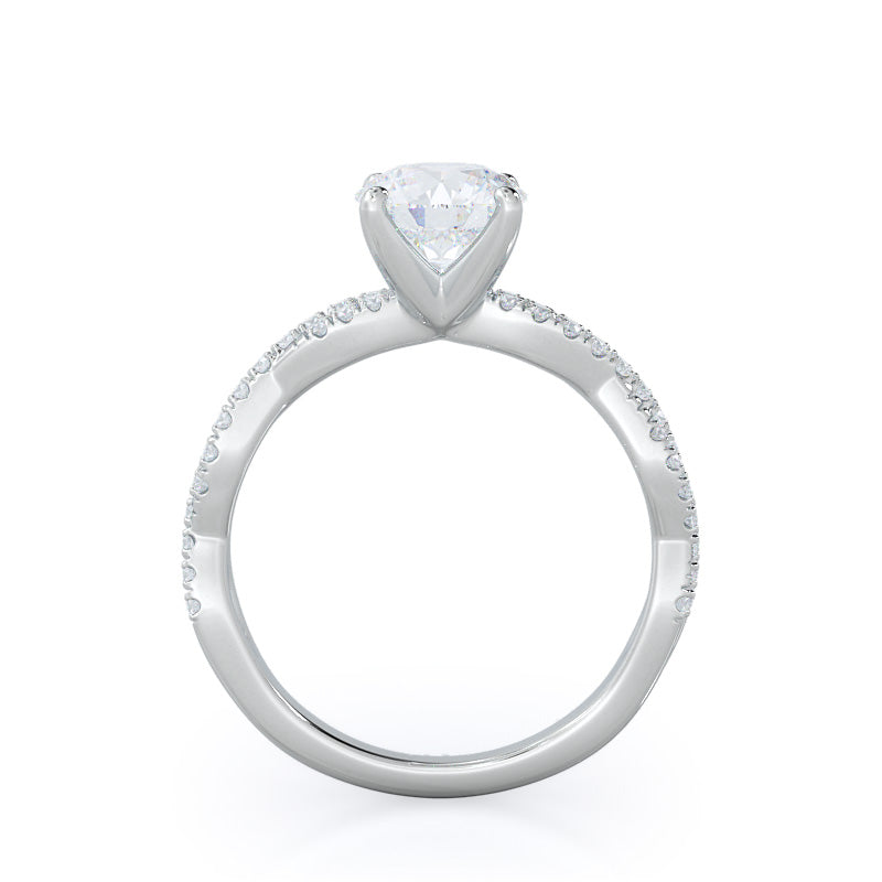 Winding Engagement Ring with Round Cut Diamond in 14KT Platinum view 2
