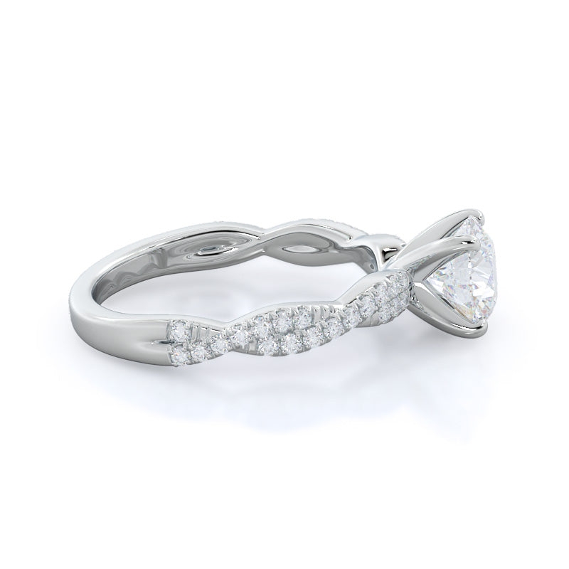Winding Engagement Ring with Round Cut Diamond in 14KT Platinum view 3
