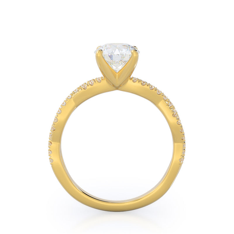 Winding Engagement Ring with Round Cut Diamond in 14KT Yellow Gold view 2

