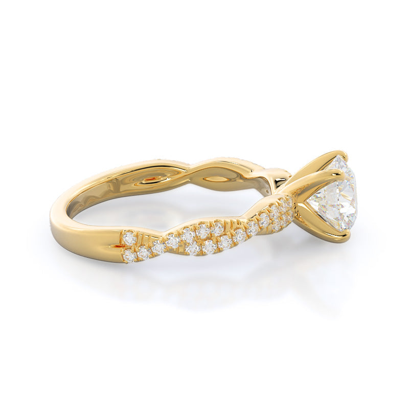 Winding Engagement Ring with Round Cut Diamond in 14KT Yellow Gold view 3
