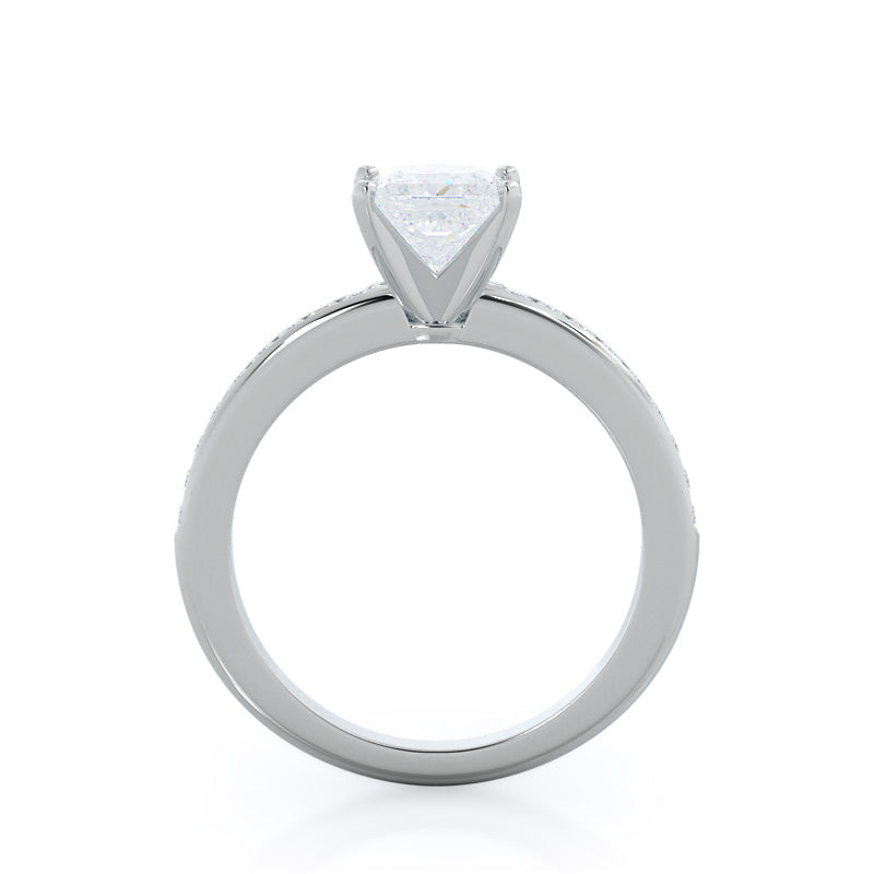 Channel Set Diamond Engagement Ring with Princess Cut Diamond in 14KT Platinum view 2

