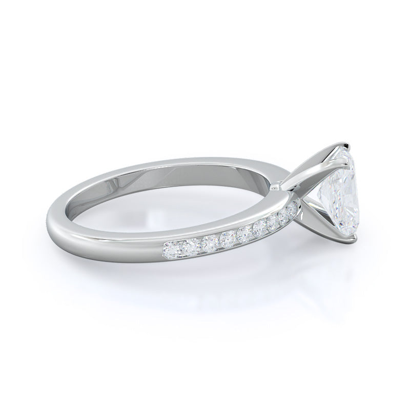 Channel Set Diamond Engagement Ring with Radiant Cut Diamond in 14KT Platinum view 3
