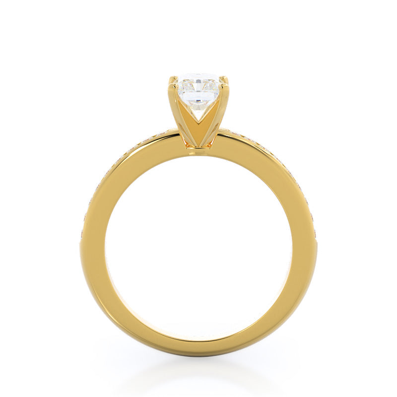 Channel Set Diamond Engagement Ring with Radiant Cut Diamond in 14KT Yellow Gold view 2
