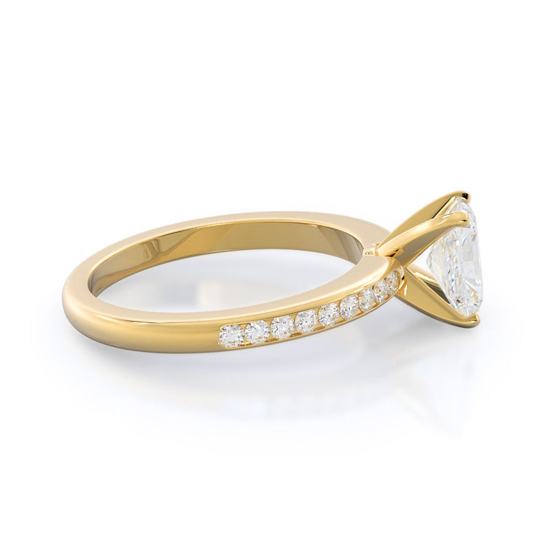 Channel Set Diamond Engagement Ring with Radiant Cut Diamond in 14KT Yellow Gold view 3
