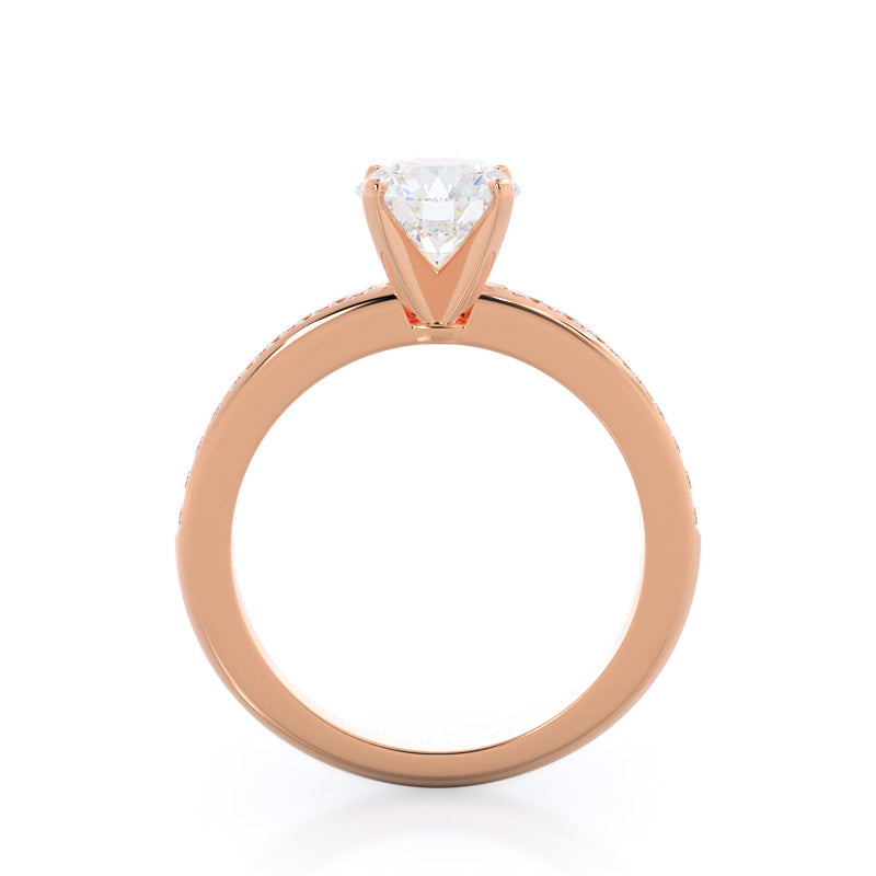 Channel Set Diamond Engagement Ring with Round Cut Diamond in 14KT Rose Gold view 2
