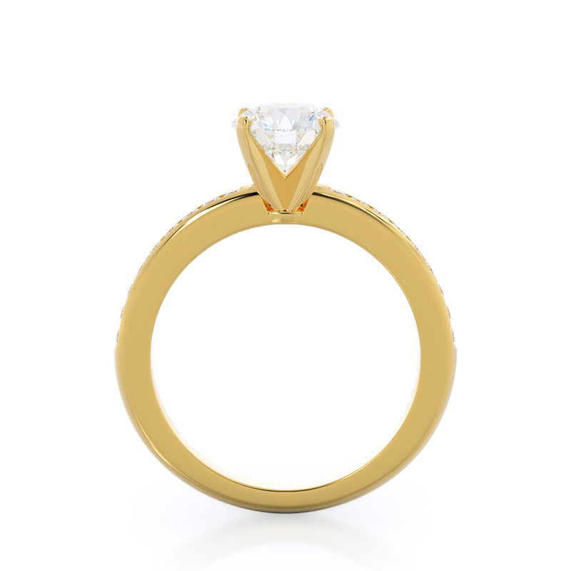 Channel Set Diamond Engagement Ring with Round Cut Diamond in 14KT Yellow Gold view 2

