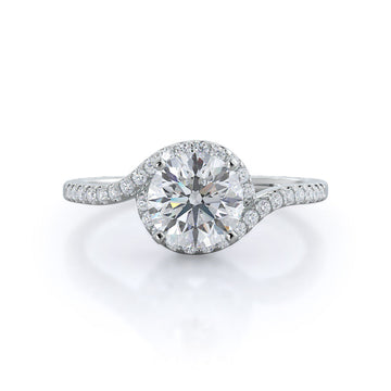 Tapered Halo Diamond Engagement Ring
