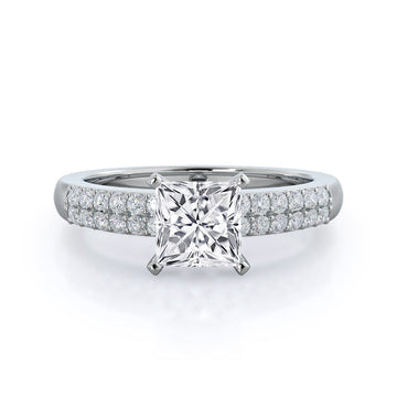 Double Row Diamond Engagement Ring