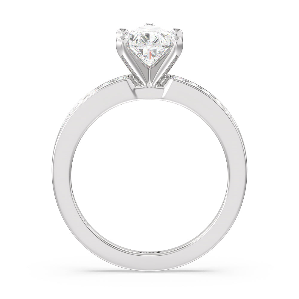 Cascading Channel Set Diamond Engagement Ring with Pear Cut Diamond in 14KT Platinum view 2
