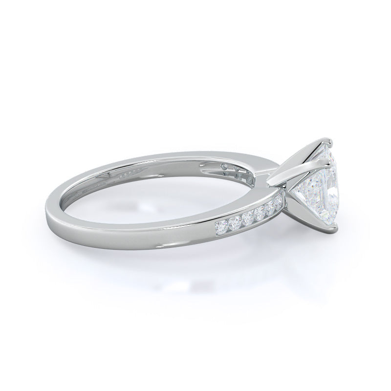 Cascading Channel Set Diamond Engagement Ring with Princess Cut Diamond in 14KT Platinum view 3
