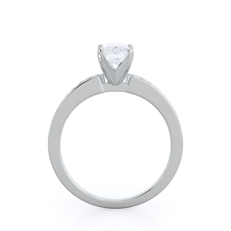 Cascading Channel Set Diamond Engagement Ring with Radiant Cut Diamond in 14KT Platinum view 2
