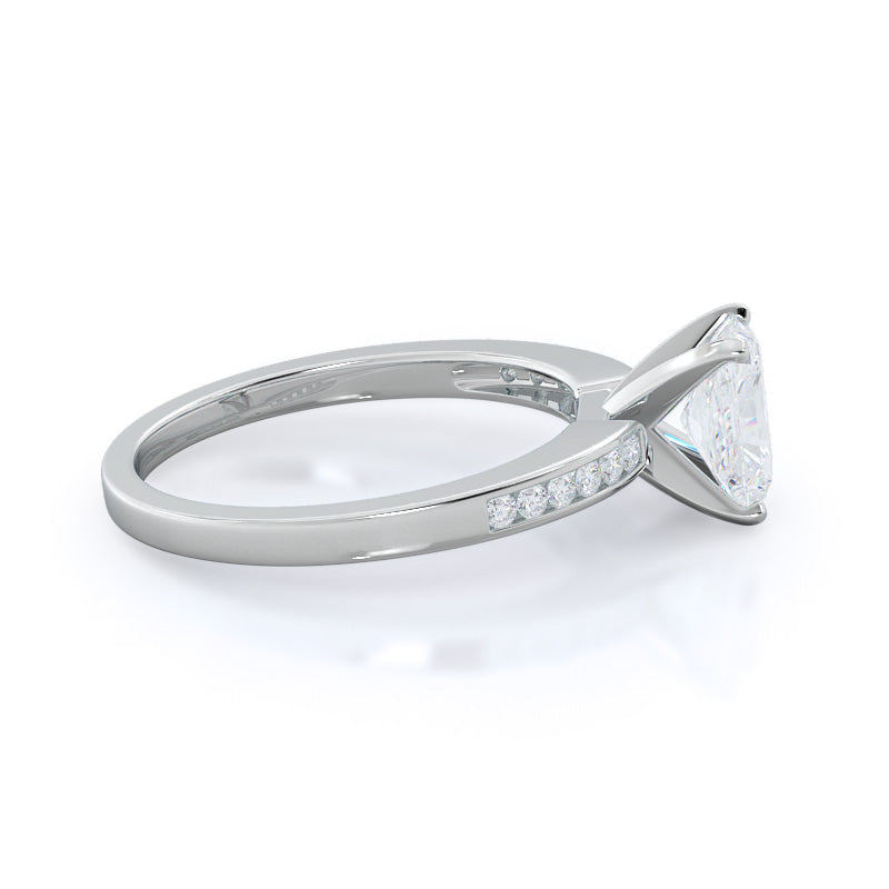 Cascading Channel Set Diamond Engagement Ring with Radiant Cut Diamond in 14KT Platinum view 3
