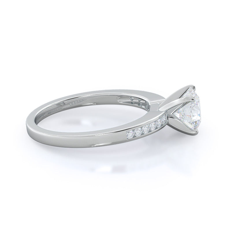 Cascading Channel Set Diamond Engagement Ring with Round Cut Diamond in 14KT Platinum view 2
