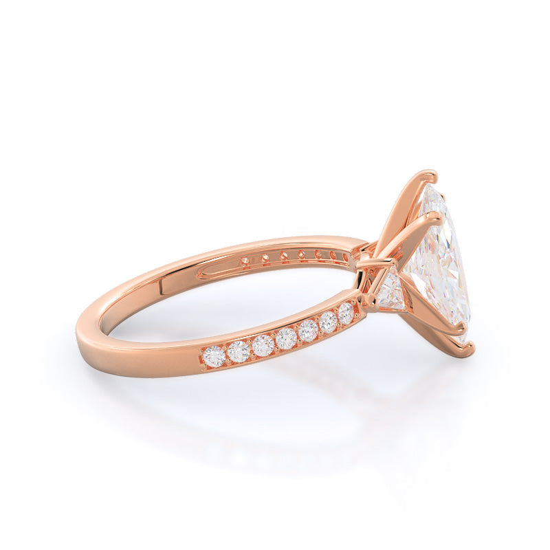 Marquise Cut Triangular Three Stone Diamond Engagement Ring with Lab Grown Diamond in 14KT Rose Gold view 3
