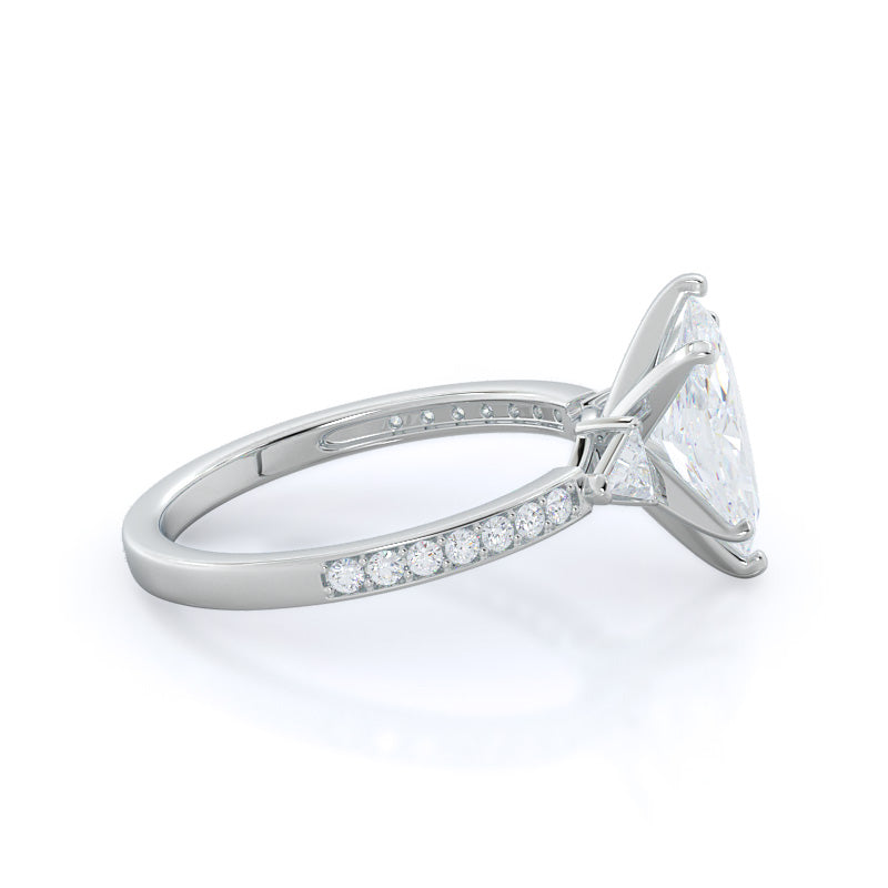 Marquise Cut Triangular Three Stone Diamond Engagement Ring with Lab Grown Diamond in 14KT Platinum view 3
