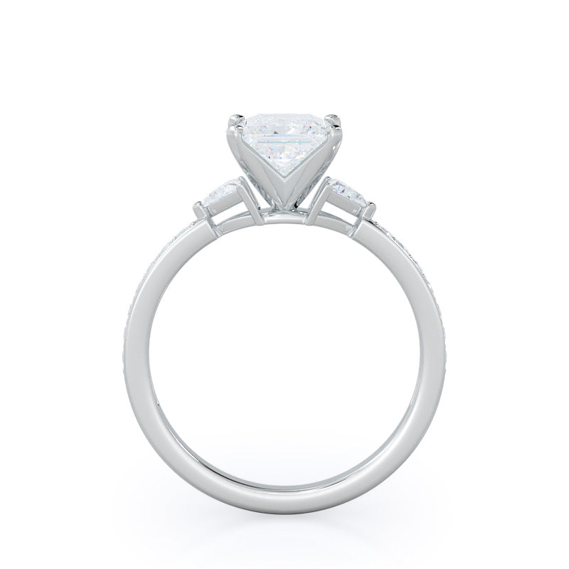 Princess Cut Triangular Three Stone Diamond Engagement Ring with Lab Grown Diamond in 14KT Platinum view 2
