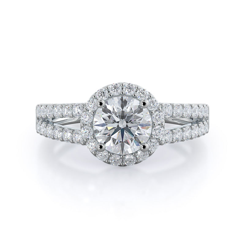 split shank halo diamond engagement ring