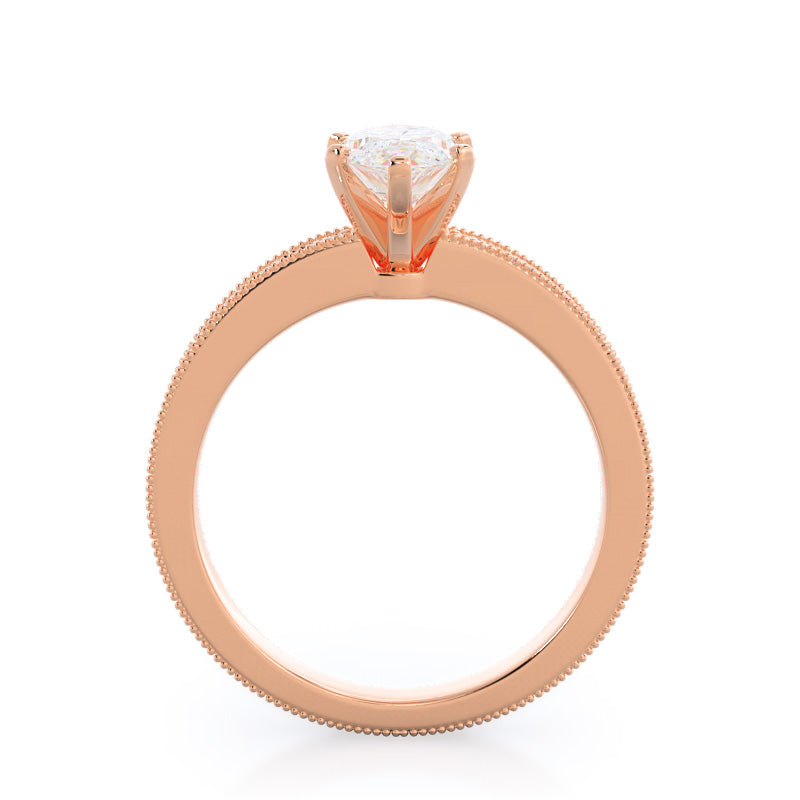 Floral Diamond Engagement Ring with Marquise Cut Diamond in 14KT Rose Gold view 2
