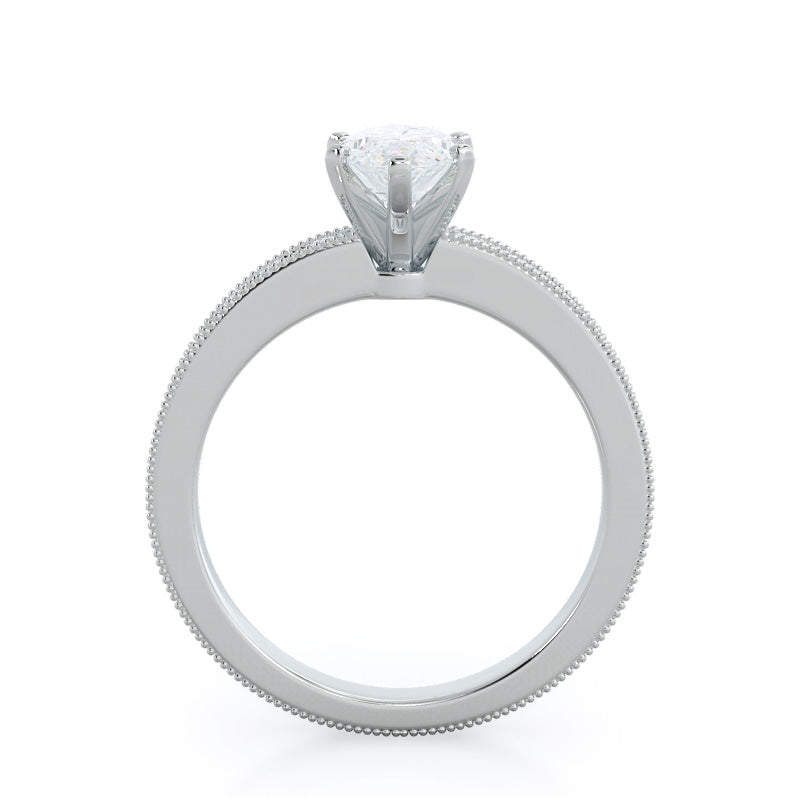 Floral Diamond Engagement Ring with Marquise Cut Diamond in 14KT Platinum view 2
