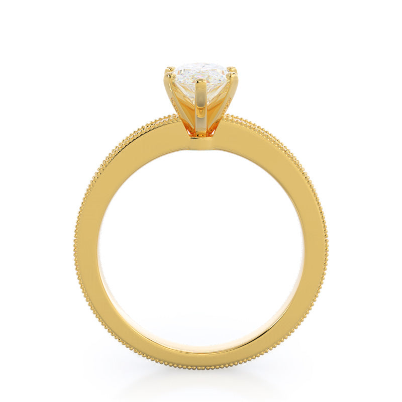 Floral Diamond Engagement Ring with Marquise Cut Diamond in 14KT Yellow Gold view 2

