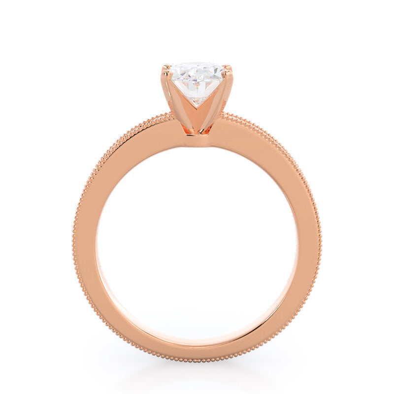 Floral Diamond Engagement Ring with Oval Cut Diamond in 14KT Rose Gold view 2
