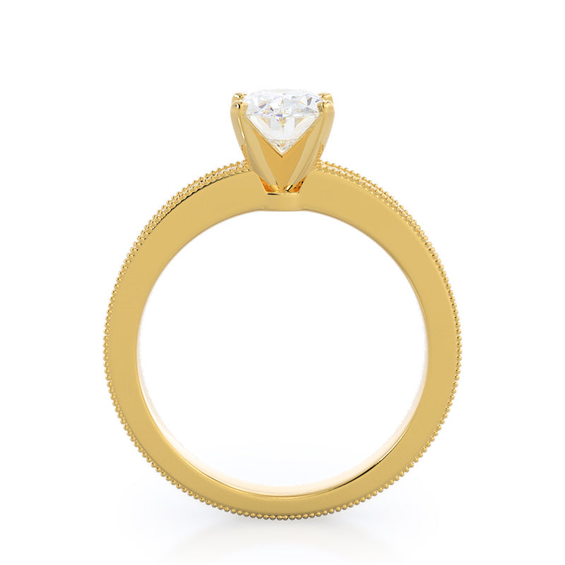 Floral Diamond Engagement Ring with Oval Cut Diamond in 14KT Yellow Gold view 2
