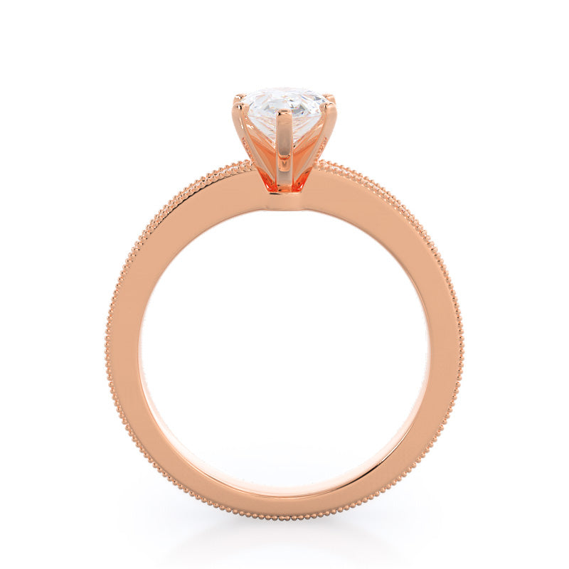 Floral Diamond Engagement Ring with Pear Cut Diamond in 14KT Rose Gold view 2
