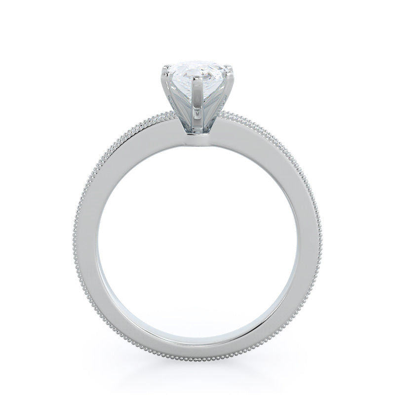 Floral Diamond Engagement Ring with Pear Cut Diamond in 14KT Platinum view 2
