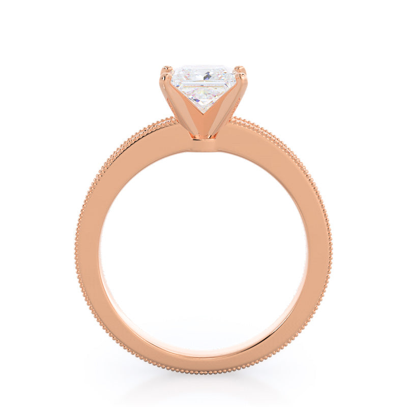 Floral Diamond Engagement Ring with Princess Cut Diamond in 14KT Rose Gold view 2
