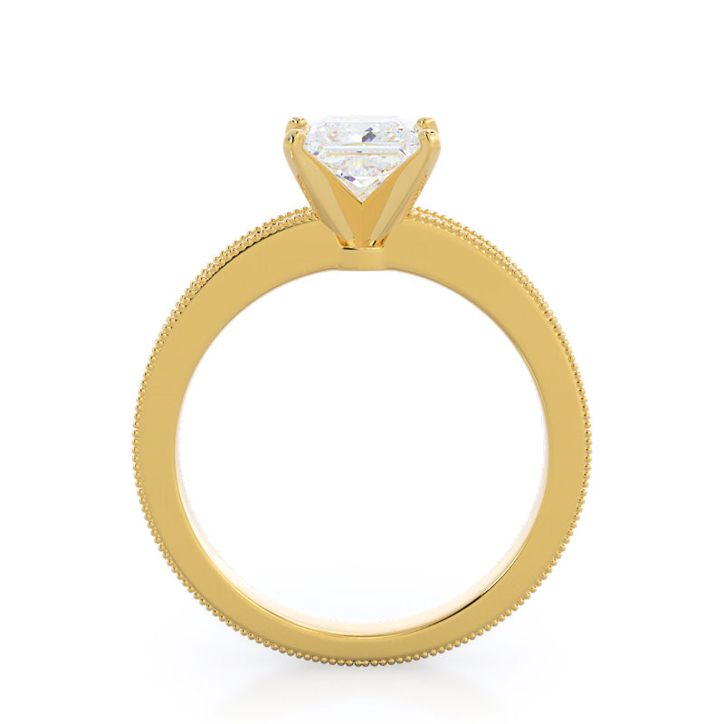 Floral Diamond Engagement Ring with Princess Cut Diamond in 14KT Yellow Gold view 2
