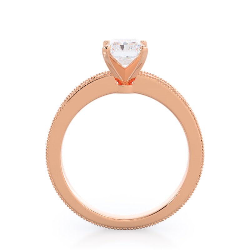 Floral Diamond Engagement Ring with Radiant Cut Diamond in 14KT Rose Gold view 2
