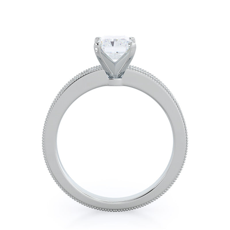 Floral Diamond Engagement Ring with Radiant Cut Diamond in 14KT Platinum view 2
