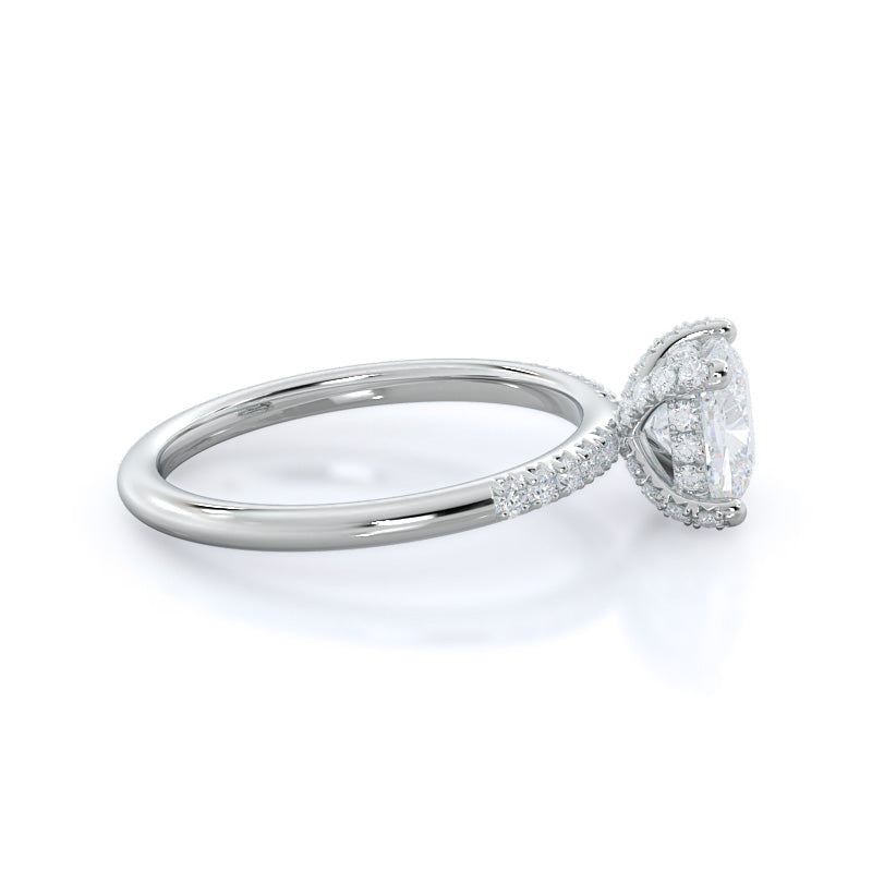 French Set Diamond Basket Engagement Ring with Cushion Cut Diamond in 14KT Platinum view 3
