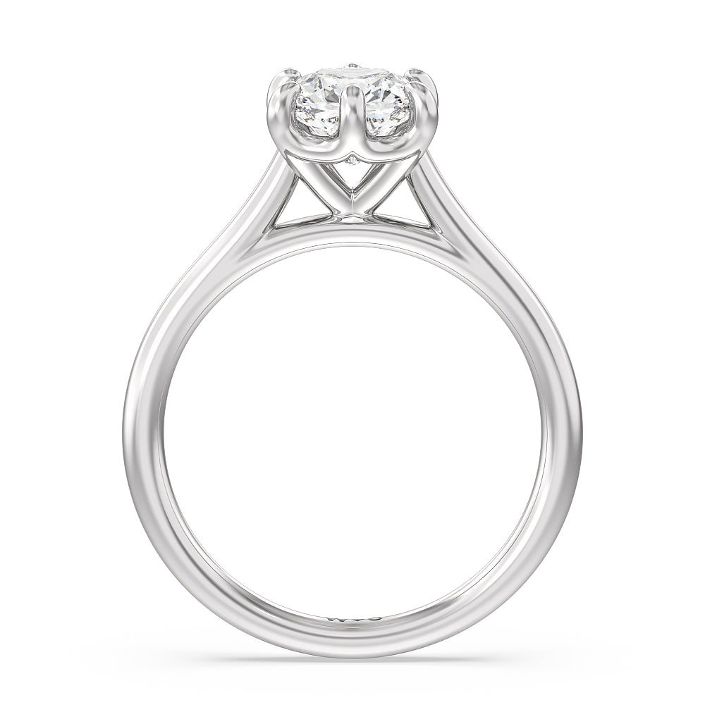 Six Prong Cathedral Basket Engagement Ring with Cushion Cut Diamond in 14KT Platinum view 2
