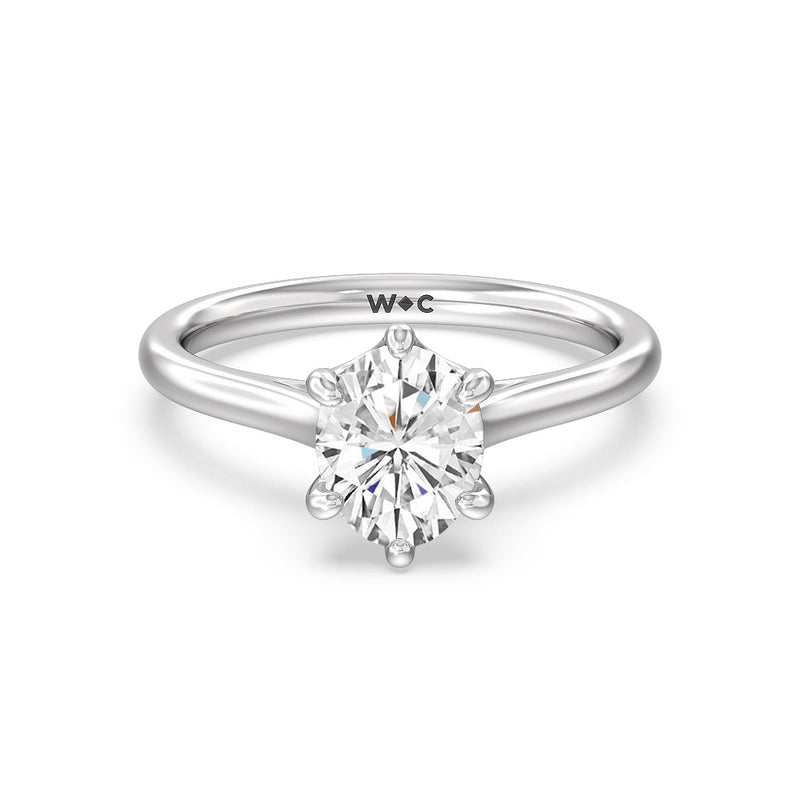 Six Prong Cathedral Basket Engagement Ring