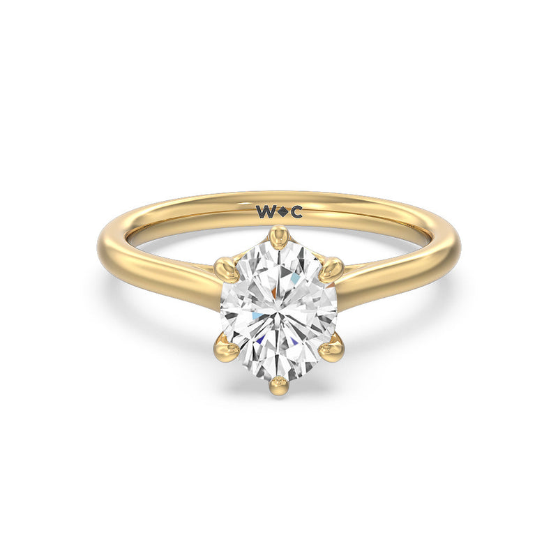 Six Prong Cathedral Basket Engagement Ring