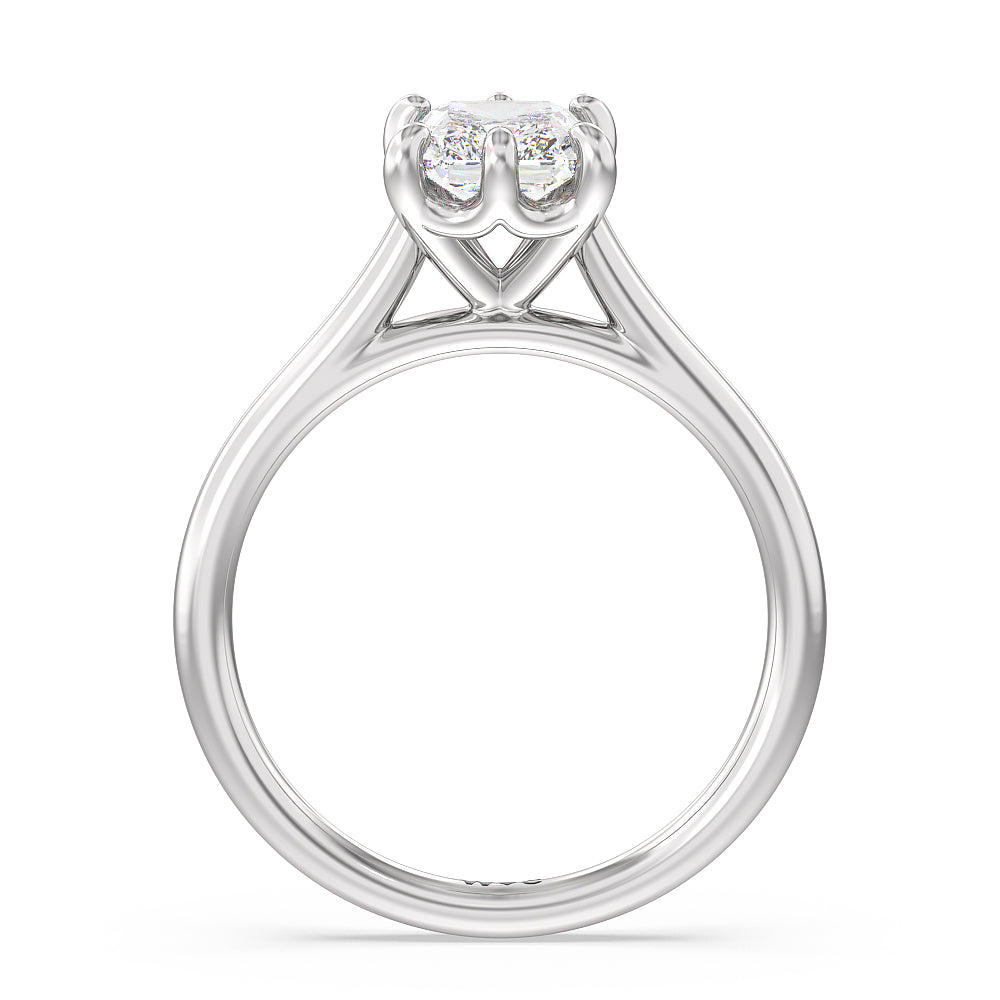 Six Prong Cathedral Basket Engagement Ring with Radiant Cut Diamond in 14KT Platinum view 2

