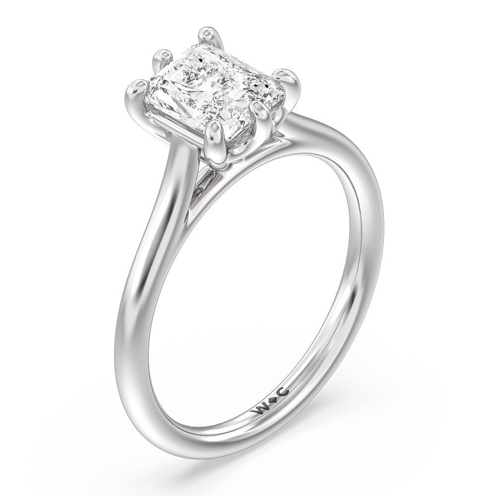 Six Prong Cathedral Basket Engagement Ring with Radiant Cut Diamond in 14KT Platinum view 3
